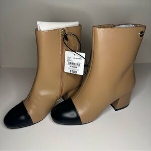 Liz Claiborne Womens 6M Kendale Nude/Black  2Tone Memory Foam Cap Heel Boots NEW